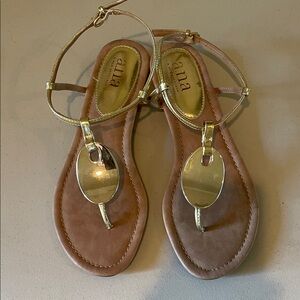 a.n.a Metallic Gold and Tan Sandals
